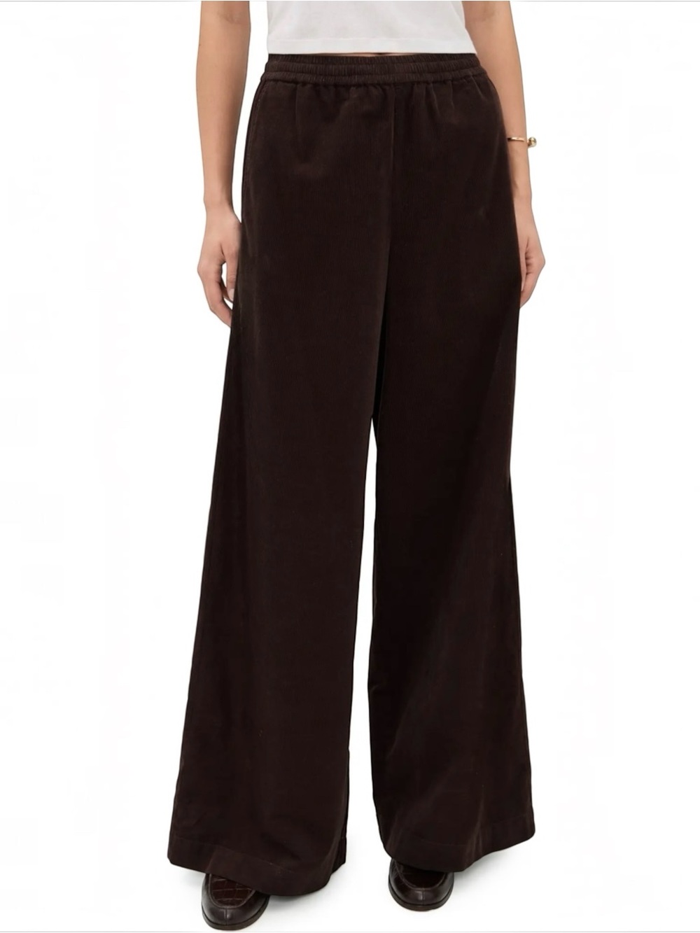 ATM Anthony Thomas Melillo Courduroy Wide Leg Pull-On Pants Brown Women Size M